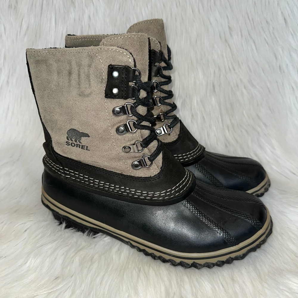 SOREL Winter Fancy Lace II Waterproof Suede Ankle Boot, Gray/ Black